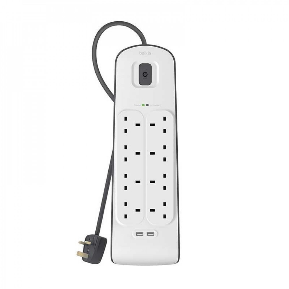 عرض توصيلة بيلكن 8 مداخل + 2 USB مع توصيلة جدارية من هوم بيست