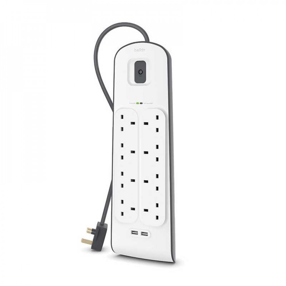 عرض توصيلة بيلكن 8 مداخل + 2 USB مع توصيلة جدارية من هوم بيست